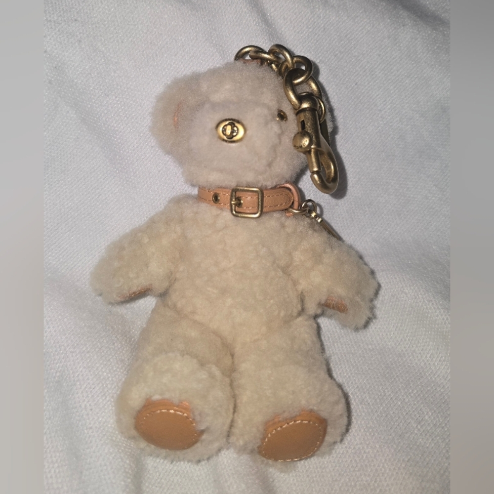 Coach Shearling Cream Bear Bag Charm.